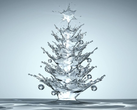 Aqua Christmas - shape, photography, water, tree, christmas, splash