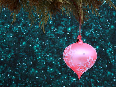 Touch of pink - ornament, green, christmas, pink