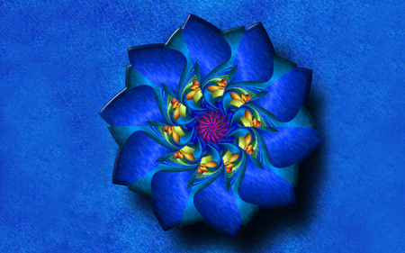 ❀ღ*•.��.•*❖❀ blue-fractal-flower ❀ღ*•.��.•*❖❀ - wp, flower, blue, fractal