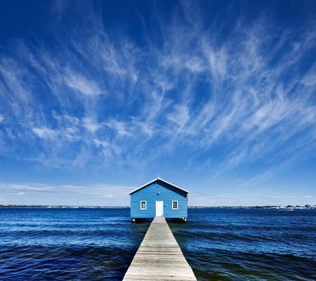 Beach in Perth - house, water, scenery, blue, beach, scene, sea, marine, australia, view, sky, bridge, perth