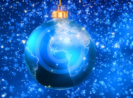 Merry Christmas Africa - snow, light, blue, africa, map, christmas