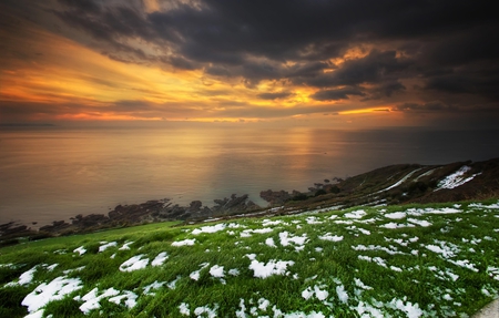 Sunset-HDR - nice, beauty, season, horizon, sky, beach, photography, panorama, water, colorful, great, sunset, amazing, view, pretty, cool, clouds, green, hdr, grass, ocean, landscape, winter, lovely, nature, snow, beautiful, scenery, colors, sunrise, sea