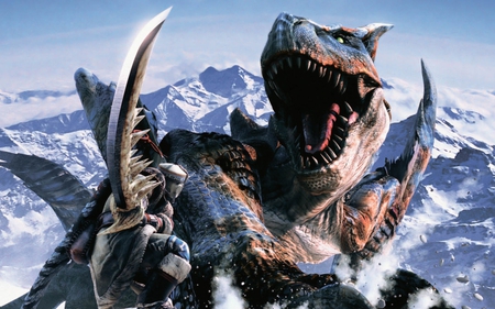 fantasy art - abstract, fantasy, dinosaurs, fight, art, mountain