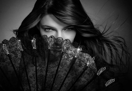 HIDDEN - photography, bw, portrait, beauty, fan, face