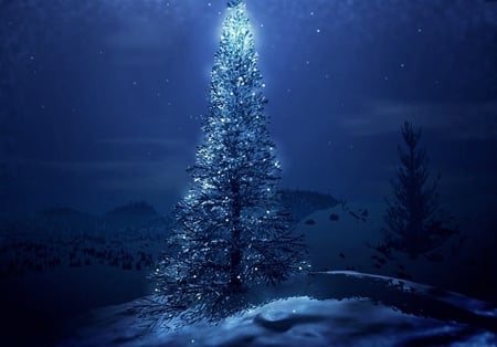 Magical Night - stars, sky, magical, night, tree, lights