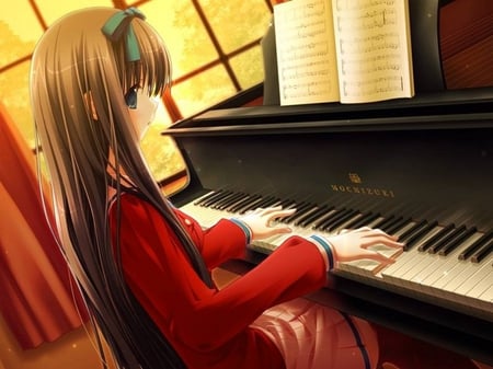 Keep Calm and Play Music - pretty, piano, girl, anime