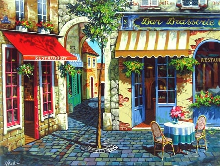 In search of light and color. A. Metlan - a metlan, painting, cafe, terrace, art