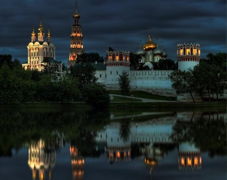 Castle in Russia - night, water, castle, russia