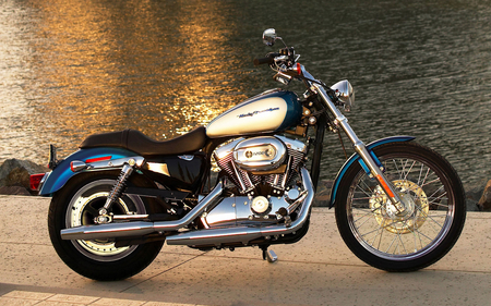 Lakeside Harley - harley, lake, bike, davidson, motor, cycle, water, motorcycle