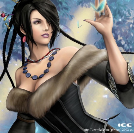 Black Mage - ffx, female, butterflies, long hair, final fantasy, final fantasy series, necklace, final fantasy 10, lulu, black hair, ff10, video games