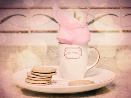 Bon Appétit - breakfast, pink, cup, cookies