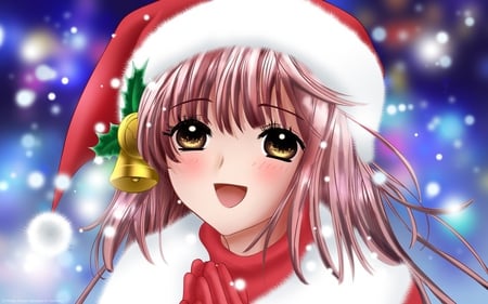 Merry Christmas Everyone! - girl, winter, holly, christmas, santa, red, snow, beautiful, anime, blush, kobato kari, cute, happy