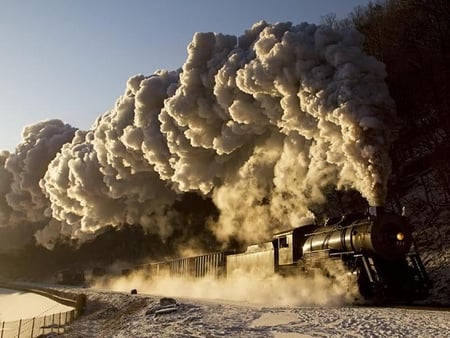 Full Steam Ahead - steam, tracks, locamotive, sky