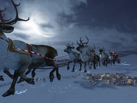 Sled - christmas, december, animal, holiday, new year, deer, caravan, sled