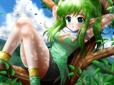 Green hair anime girl - doll, girl, green, anime, fantasy