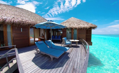 water bungalows in maldive - paradise, beach, maldive, bungalow