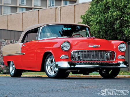 55 Bel  Air Convertible - bowtie, red, gm, classic