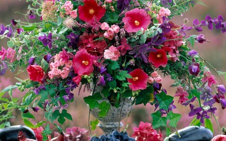 Floral Still Life - flowers, vase, boquet, nature, fruit, still life