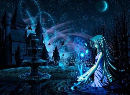 Night Guardian - destiny, fate, fountain, guardian, anime, night, darkness