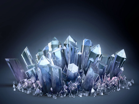 crystals - abstract, 3d and cg, blue, wallpaper, new, crystals