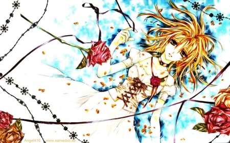 Lost Rose - gentlemen alliance, shinshi doumei cross, melancholy, sad, rose, lost, cool, blue, beautiful, red, anime