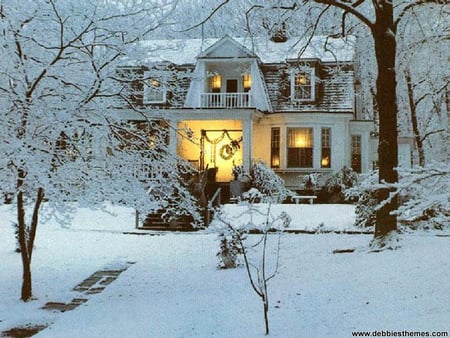 a winter home at christmas eve