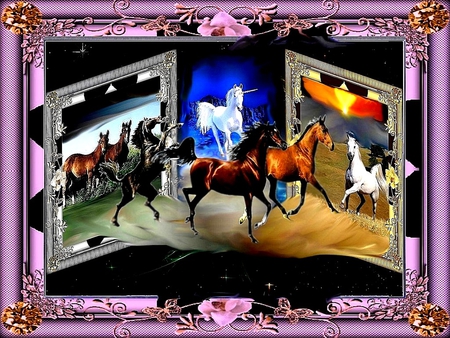 TWO WORLD - space, nature, world, 2012, horses, galaxies god, color, mountains