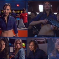 Top Row: L to R Linda Park as Hoshi Sato and Jolene Blalock as Sub-Commander T'Pol from Enterprise