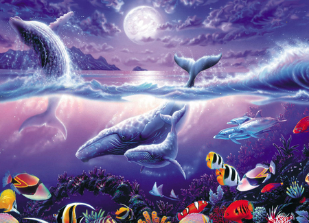 WHALES TAIL - tail, whales, mammels, art