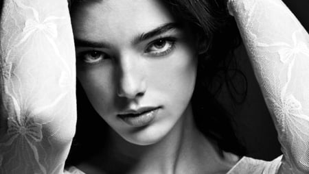 Beautiful - special, beauty, sensual, eyes, photography, black and white, face, photoshop, beautiful, brunette