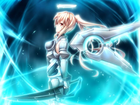 Tae - pretty, anime, anime girl, girl, cool, armor, yurikago kara tenshi made, weapon, tae, haruka natsuki, game cg