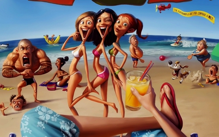 Beach Girls - girls, fun, summer, beach, party