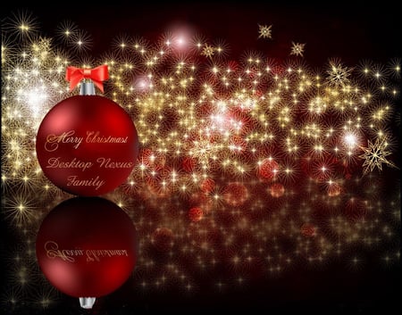 For my DN family - ball, red, sparkle, beautiful, ornament, stars, christmas, desktop nexus, bow, gold, glitter