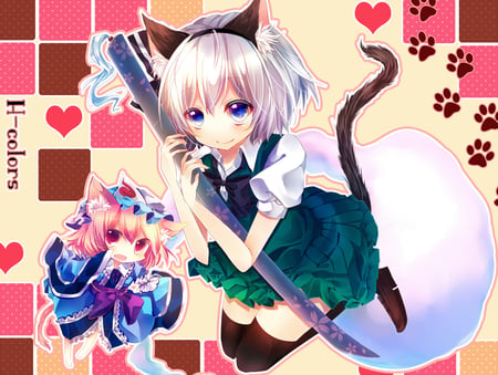 Saigyouji Yuyuko & Konpaku Youmu - anime, girls, konpaku youmu, saigyouji yuyuko