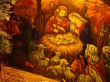 The Manger - christ, manger, x-mas, animals