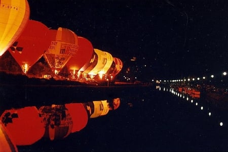 Hot Air Balloons - hot air, picture, balloons, at night, cool