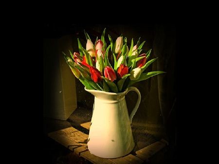 Flowers in Jug - flowers, picture, in jug, cool