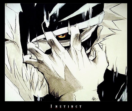 Instinct - ichigo kurosaki, hollow ichigo, vizard, kurosaki ichigo, mask, ichigo, anime, bleach, spiky hair, hollow mask, vizard ichigo, hand, yellow eyes