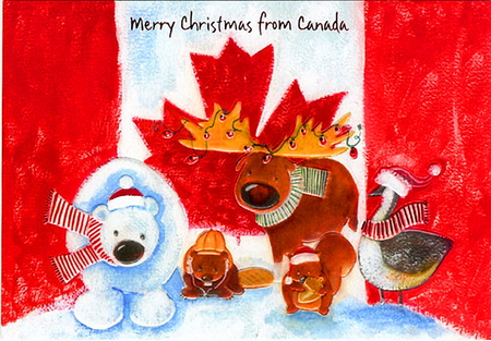 From Canada - goose, beaver, canada, snow, polar bear, merry christmas, flag