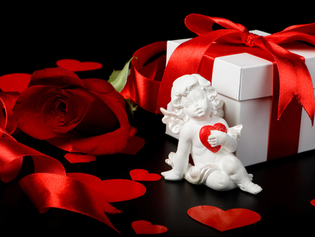 Christmas - christmas, heart, red, rose, gift