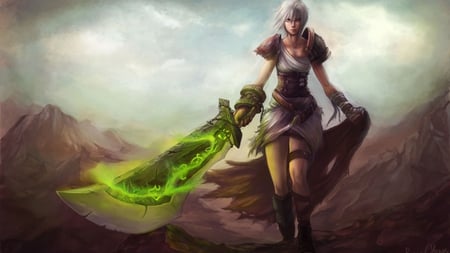 Riven: The Road to Dominion - anime, female, warrior, league of legends, flash, dominion, riven, hd, action, adventure, video game, game, soul, hot, girl, sword, digital art, riven splash, cg, fantasy, legend, sexy, riven- the road to dominion