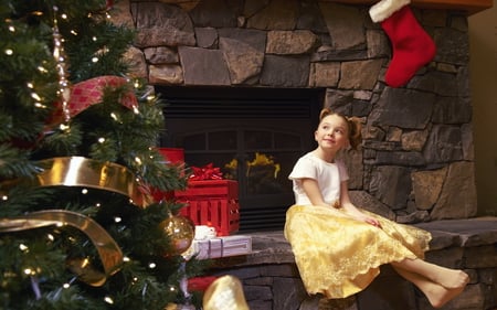 in awe of christmas - holiday, gifts, photography, tree, girl, presents, christmas