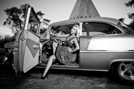 pimp my ride - white, woman, vehicle, female, car, photography, auto, black