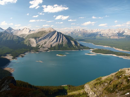 Kananaskis Lakes, from the Saddle above Rawson Lake - lake, water, mountain, sky