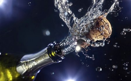 Happy New Year - nice, xmas, photography, champagne, cork, wonderful, pretty, party, new years eve, martini, bottle, stunning, christmas, happy new year, holidays, abstract, beautiful, splash, lights