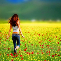 Girl in poppy field