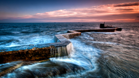 Ocean Waves - beauty, sky, ocean waves, peaceful, sunset, view, amazing, clouds, ocean, lovely, waves, nature, blue, beautiful, splendor, sea, sunrise