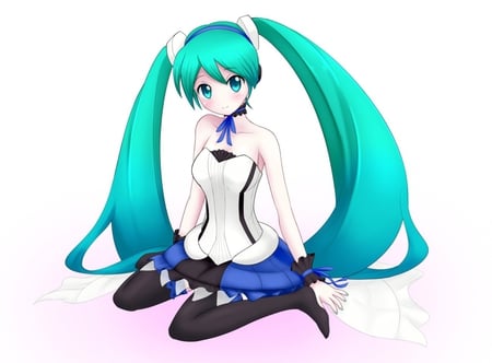 Hatsune Miku - pretty, artistic, twin tail, uniform, stunning, nice, program, leggings, thighhighs, beauty, virtual, cg, white, green, cute, aqua eyes, song, outfit, vocaloid, anime, blue, amazing, twintail, hatsune miku, music, aqua, stockings, art, idol, anime girl, skirt, beautiful, singer, girl, cool, black, miku, awesome, diva, digital, teal, aqua hair, thigh highs, hatsune, vocaloids