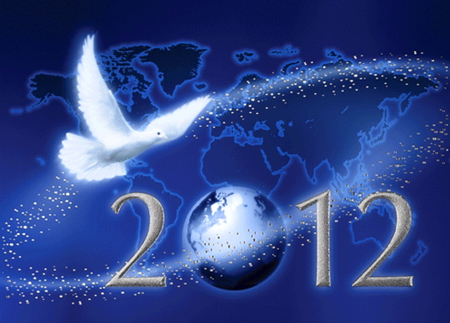 PEACE ALL OVER THE WORLD - greetings, peace, friedenstaube, year, 2012, bird, world, blue, hope