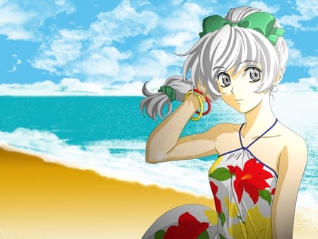 Pretty girl - anime, beach, cute, girl